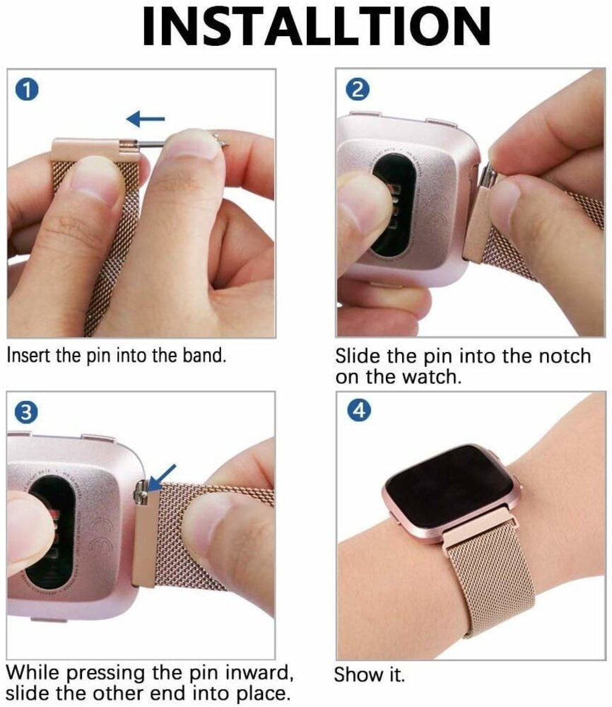 Strap-it Strap-it Bracelet Milanais Fitbit Versa (or rose)