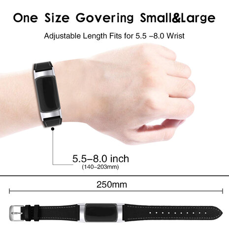 Strap-it Strap-it Bracelet cuir moderne Fitbit Charge 5 (noir)
