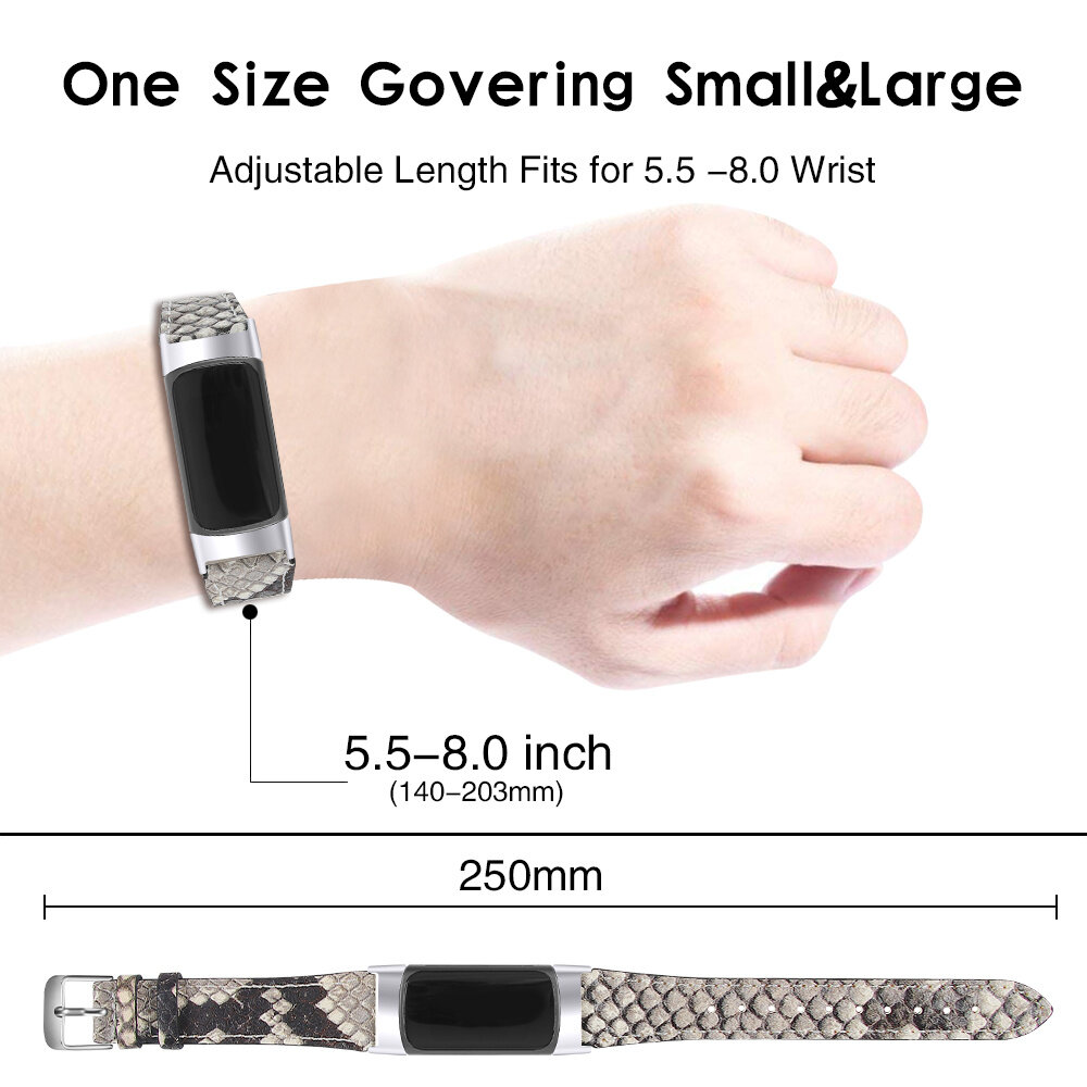 Strap-it Strap-it Bracelet cuir moderne Fitbit Charge 5 (snake)