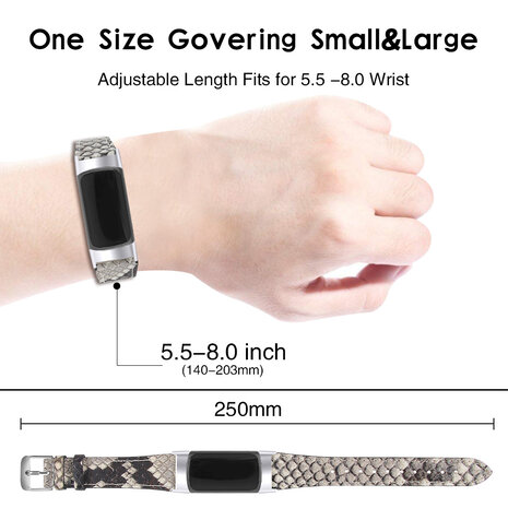 Strap-it Strap-it Bracelet cuir moderne Fitbit Charge 5 (snake)