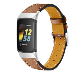 Strap-it Bracelet cuir moderne Fitbit Charge 6 (brun)