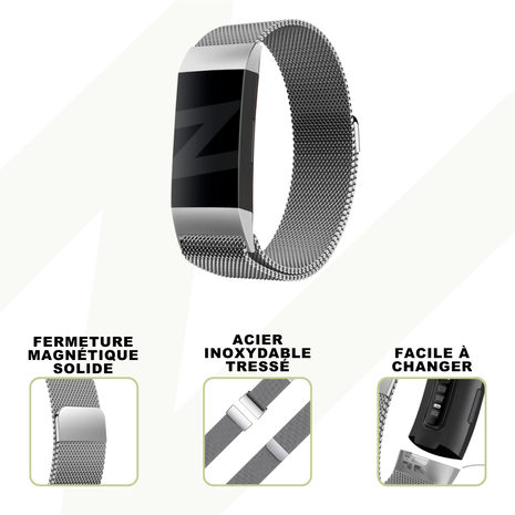 Bandz Bandz Bracelet milanaise loop Fitbit Charge 4 (argent)