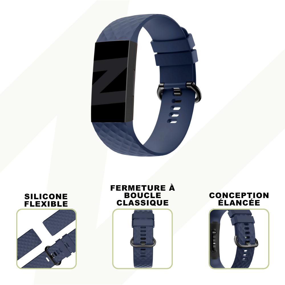 Bandz Bandz Bracelet silicone 'Classic' Fitbit Charge 3 (bleu foncé)
