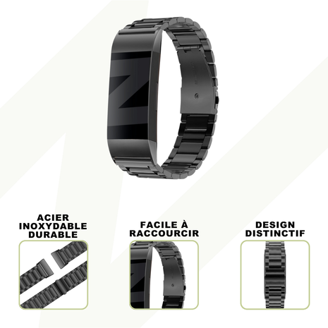 Bandz Bandz Bracelet acier "Classic" Fitbit Charge 4 (noir)