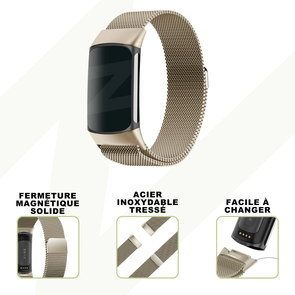 Bandz Bandz Bracelet milanais loop Fitbit Charge 5 (champagne)