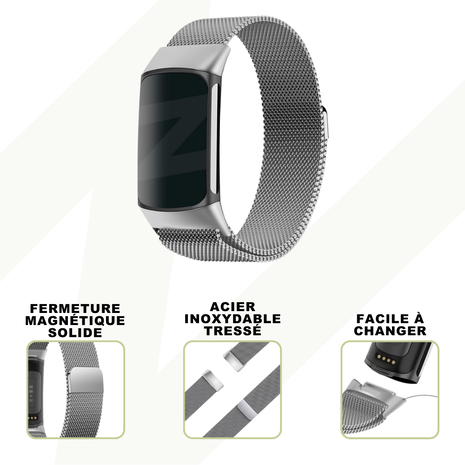 Bandz Bandz Bracelet milanais loop Fitbit Charge 5 (argent)