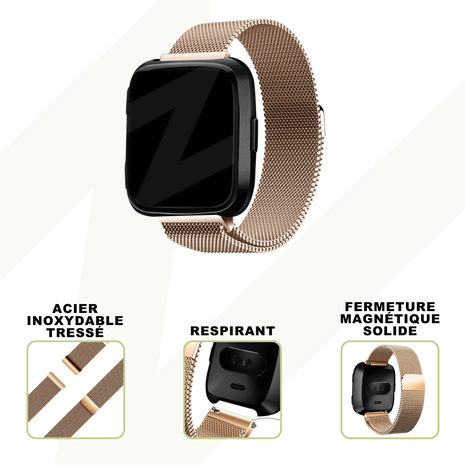 Bandz Bandz Bracelet milanais loop Fitbit Versa (or rose)