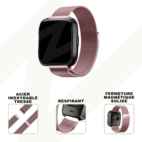 Bandz Bandz Bracelet milanais loop Fitbit Versa (rose)