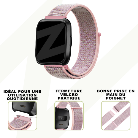 Bandz Bandz Bracelet nylon loop Fitbit Versa (rose)
