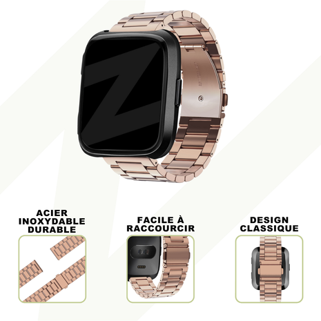Bandz Bandz Bracelet acier 'Classic' Fitbit Versa (or rose)