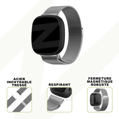 Bandz Bandz Bracelet milanais loop Fitbit Versa 3 (argent)
