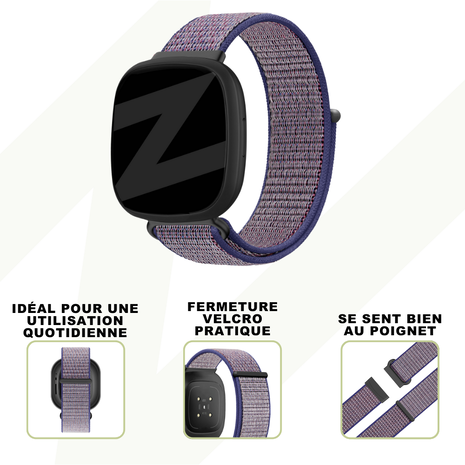 Bandz Bandz Bracelet nylon loop Fitbit Versa 3 (bleu foncé)