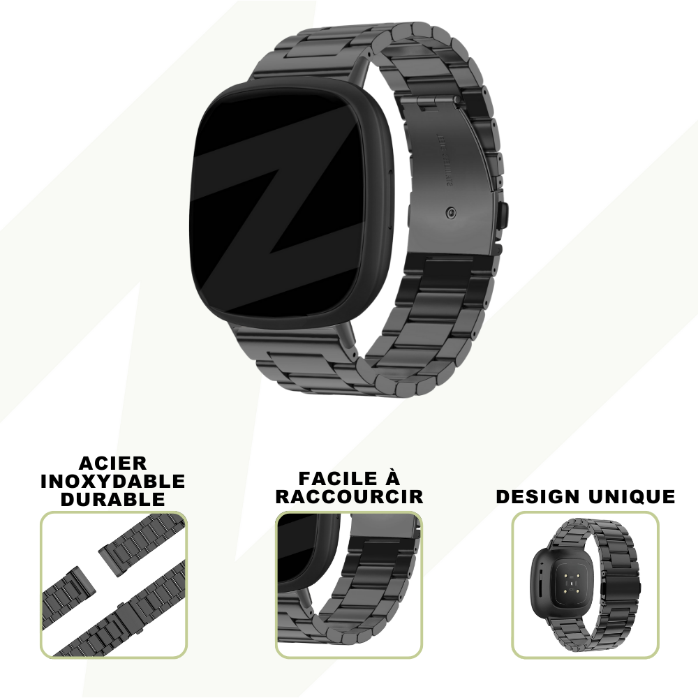 Bandz Bandz Bracelet acier 'Classic' Versa 3 (noir)