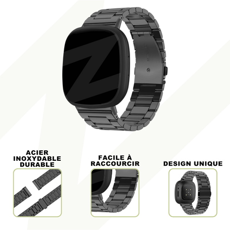 Bandz Bandz Bracelet acier 'Classic' Versa 3 (noir)