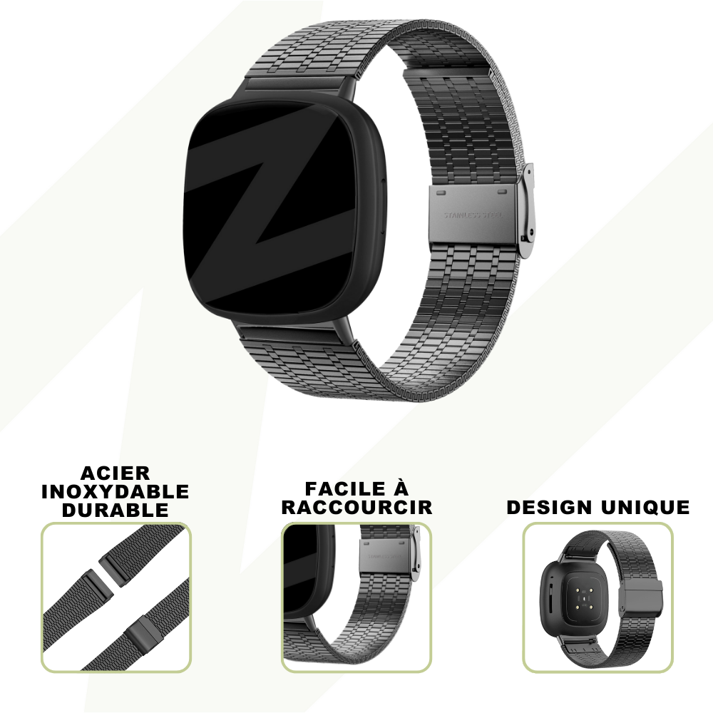 Bandz Bandz Bracelet acier réglable Versa 3 (noir)