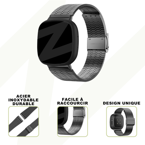 Bandz Bandz Bracelet acier réglable Versa 3 (noir)