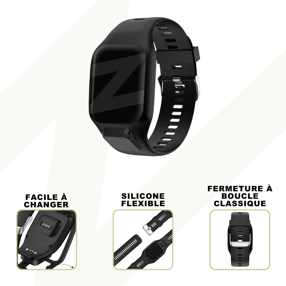 Bandz Bandz Bracelet silicone 'Classic' TomTom Spark (noir)