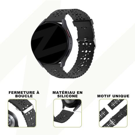 Bandz Bandz Bracelet silicone avec motif floral Samsung Galaxy Watch 5 Pro (noir)