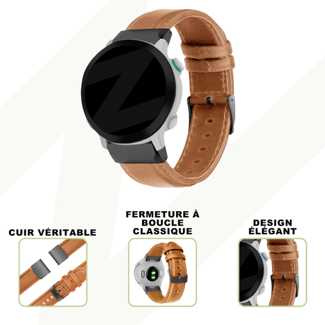 Strap-it Bandz Bracelet cuir 'Classique' Garmin Fenix 8 - 47mm (bruin)