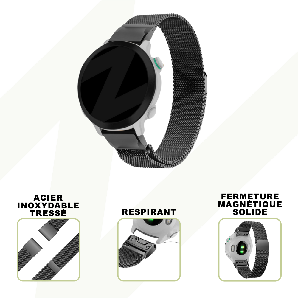 Bandz Bandz Bracelet Milanais loop Garmin Fenix 8 - 43mm (noir)