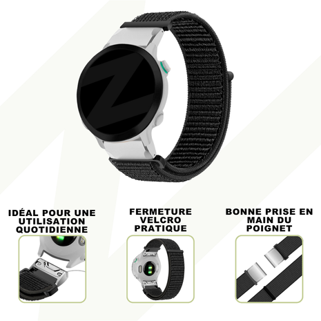Strap-it Bandz Bracelet nylon loop Garmin Fenix E (noir)