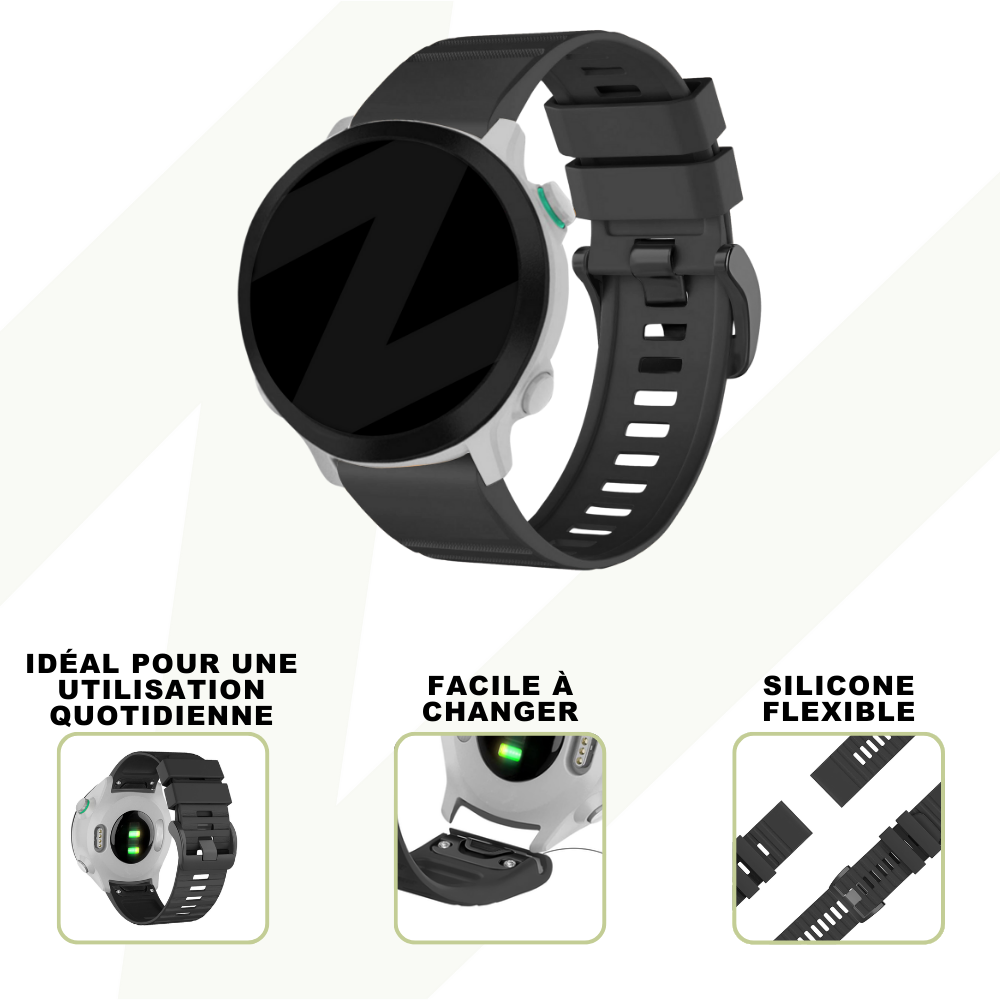 Strap-it Bandz Bracelet silicone avec boucle Garmin Fenix E (noir)