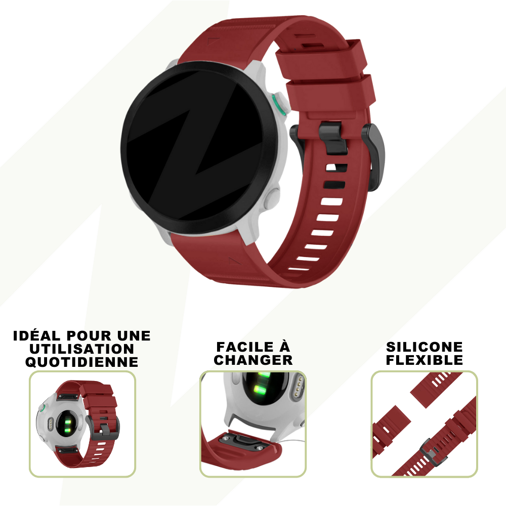 Strap-it Bandz Bracelet silicone avec boucle Garmin Fenix E (rouge)