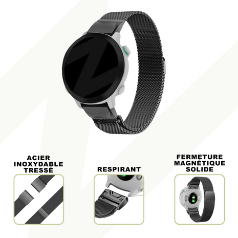 Strap-it Bandz Bracelet Milanais Loop Garmin Tactix 8 - 47mm (noir)