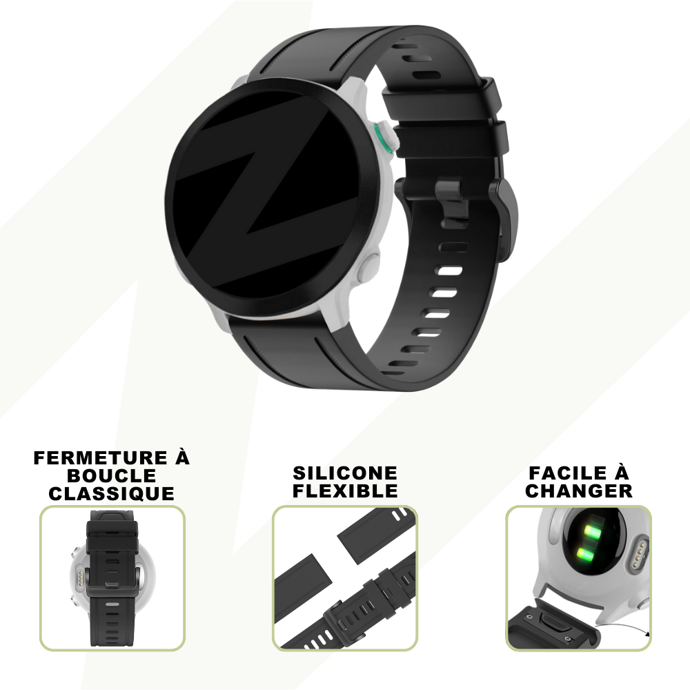 Bandz Bandz Bracelet silicone avec boucle Garmin Fenix 8 - 43mm (noir)