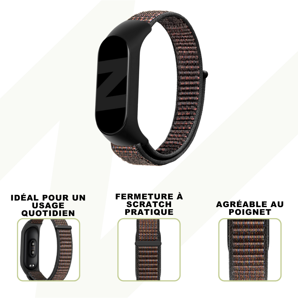 Bandz Bandz Bracelet nylon loop Xaomi Mi Band 5 (noir melange)