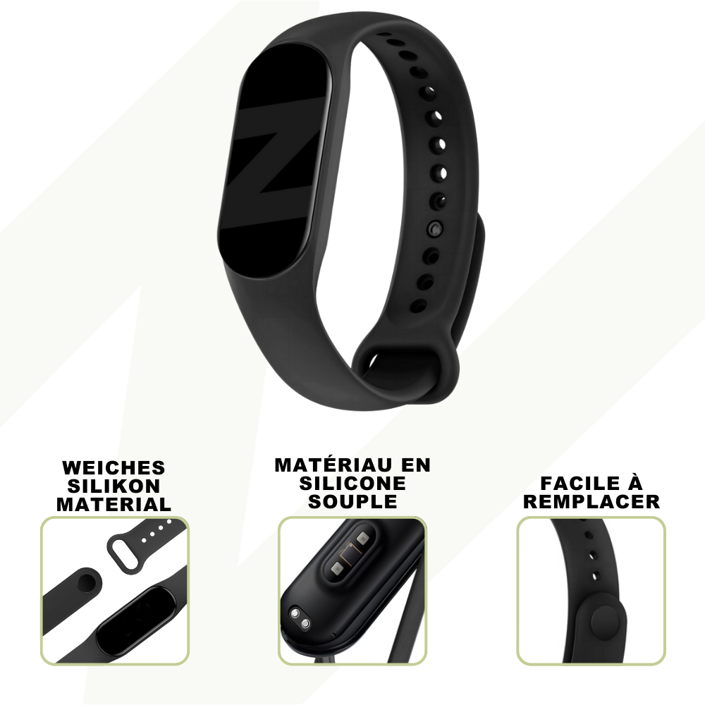 Bandz Strap-it Bandz Bracelet Silicone 'Classic'  Xaomi Mi Band 6 (noir)