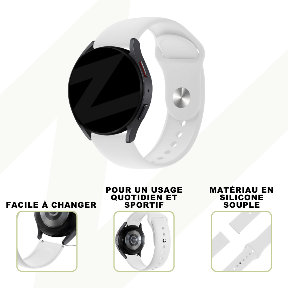 Bandz Bandz Bracelet sport "Deluxe" Samsung Galaxy Watch Active (blanc)