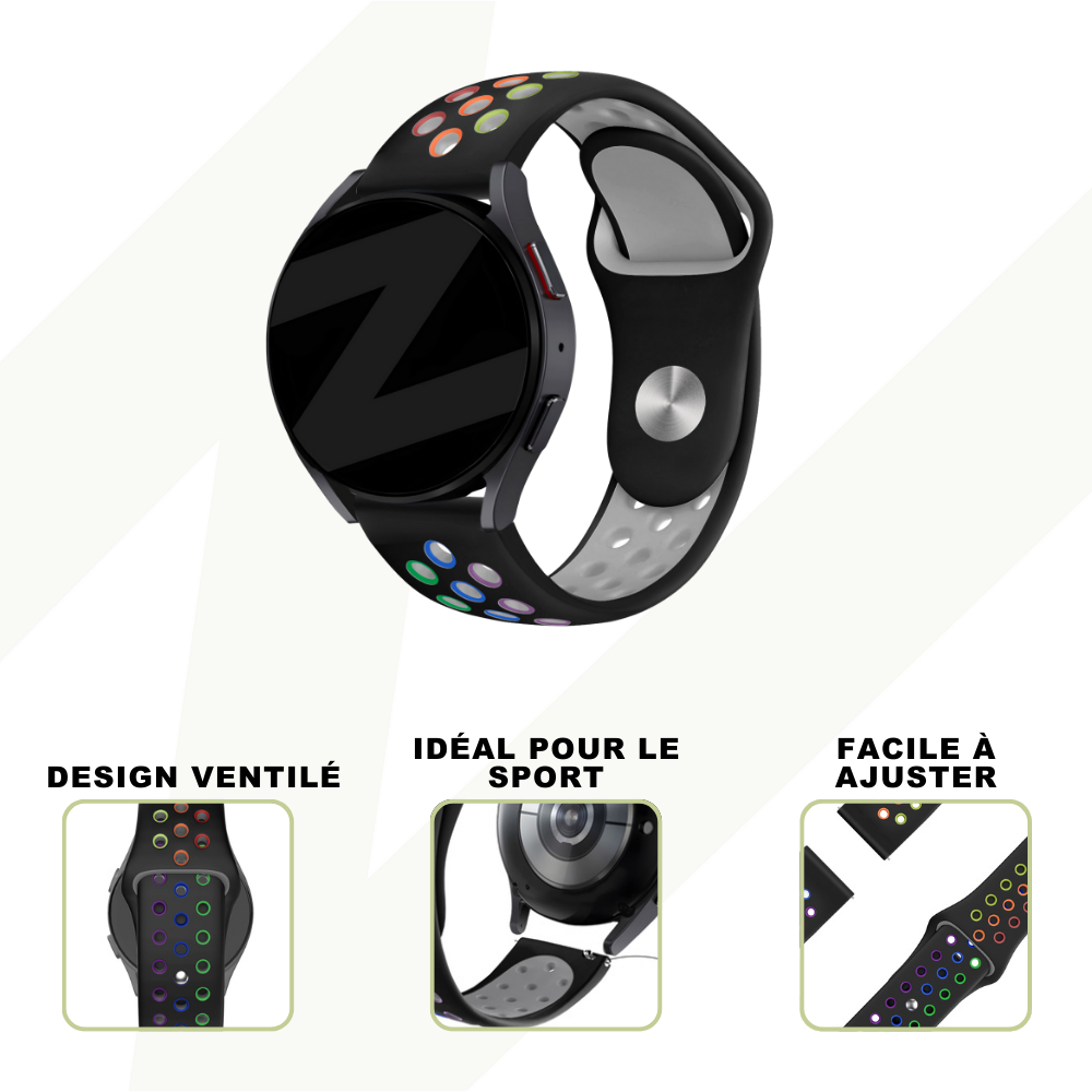 Bandz Bandz Bracelet sport "Deluxe" Samsung Galaxy Watch 6 - 40mm (noir/arc-en-ciel)