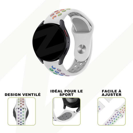 Bandz Bandz Bracelet sport "Deluxe" Xiaomi Amazfit Bip (blanc/arc-en-ciel)