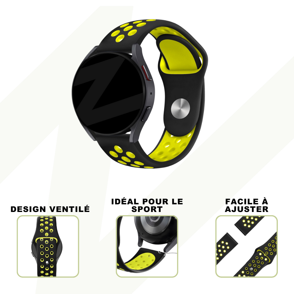 Bandz Bandz Bracelet sport "Deluxe" Samsung Galaxy Watch 6 - 44mm (noir/jaune)