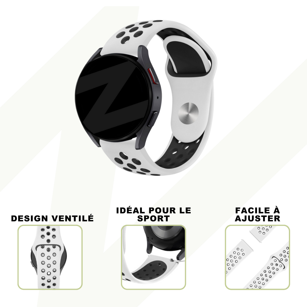 Bandz Bandz Bracelet sport 'Deluxe' Withings ScanWatch 2 - 42mm (blanc/noir)