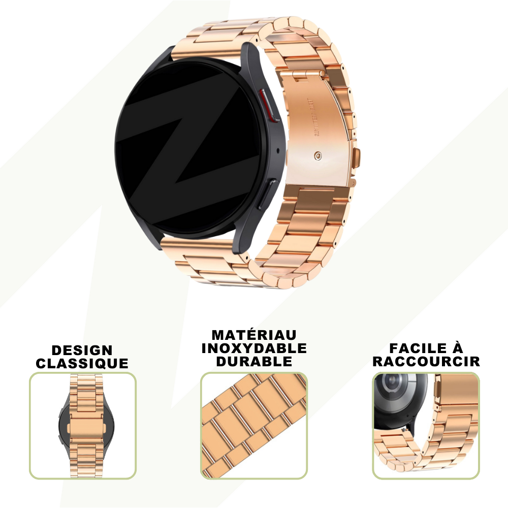 Bandz Bandz Bracelet acier "Classic" Huawei Watch GT 3 Pro 43mm (or rose)