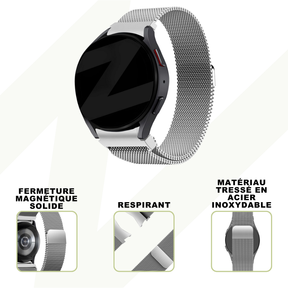 Bandz Bandz Bracelet milanaise loop Samsung Galaxy Watch 4 Classic 42mm (argent) Bandz Bandz Bracelet milanaise loop Samsung Galaxy Watch 4 Classic 42mm (argent)