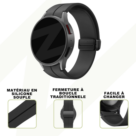 Bandz Bandz Bracelet silicone avec D-Buckle Samsung Galaxy Watch 7 - 44mm (noir)