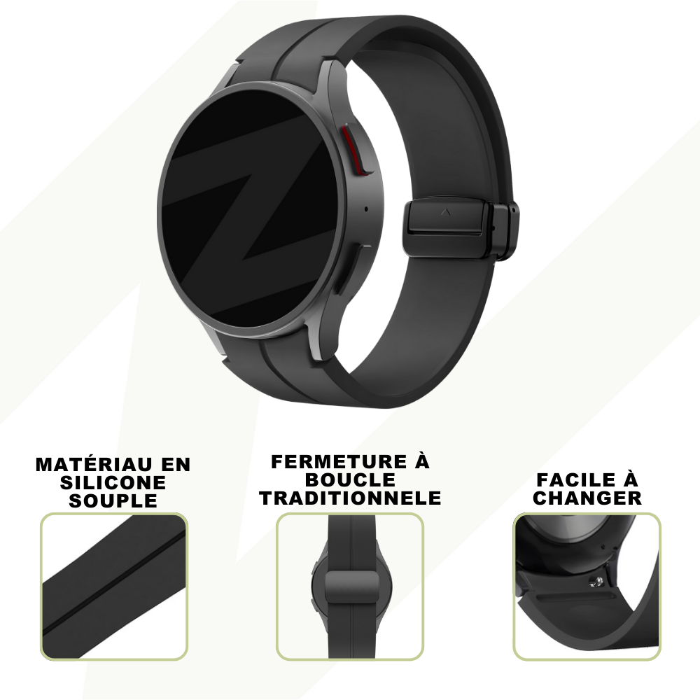 Bandz Bandz Bracelet silicone avec D-Buckle Samsung Galaxy Watch 6 Classic - 43mm (noir)