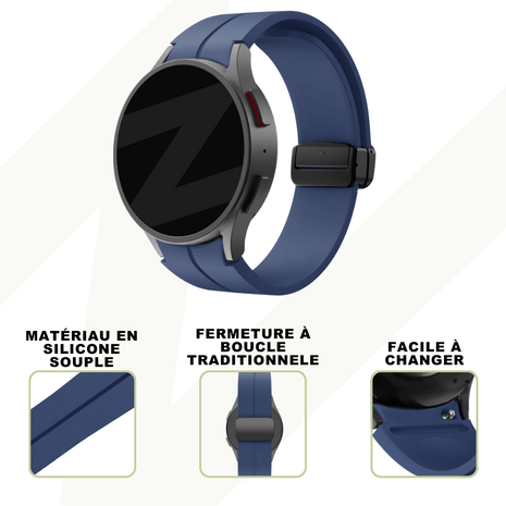 Bandz Bandz Bracelet silicone avec D-Buckle Samsung Galaxy Watch 5 - 40mm (bleu foncé)