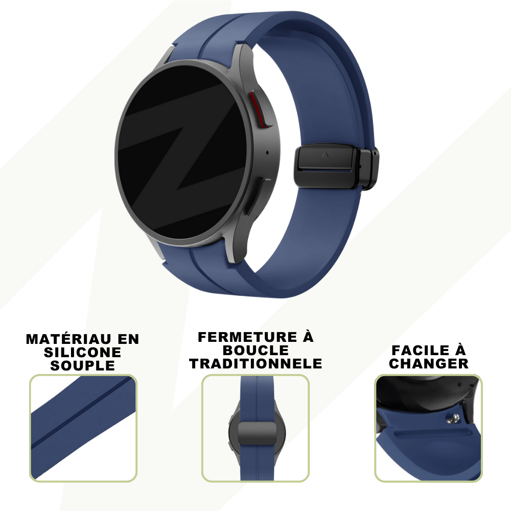 Bandz Bandz Bracelet silicone avec D-Buckle Samsung Galaxy Watch 4 Classic 46mm (bleu foncé)