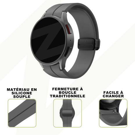 Bandz Bandz Bracelet silicone avec D-Buckle Samsung Galaxy Watch 7 - 44mm (gris foncé)