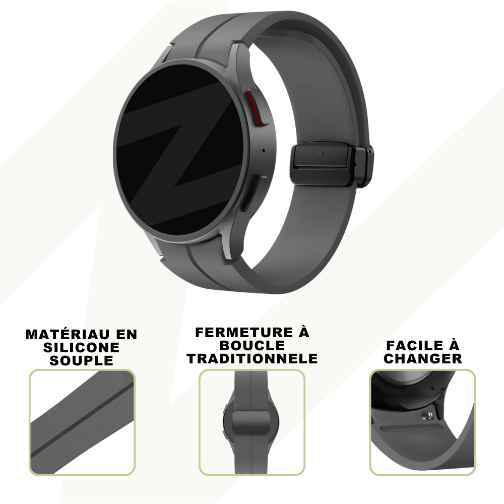 Bandz Bandz Bracelet silicone D-Buckle Samsung Galaxy Watch 4 40mm (gris foncé)