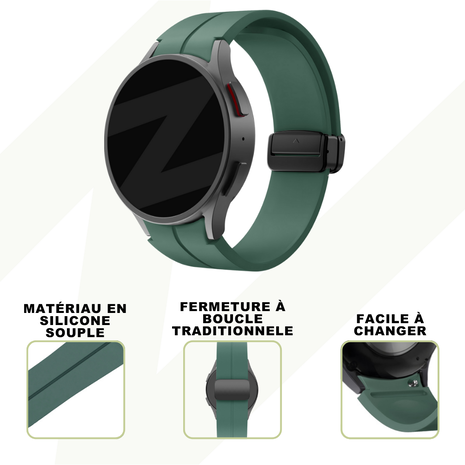 Bandz Bandz Bracelet silicone avec D-Buckle Samsung Galaxy Watch 6 Classic - 43mm (vert foncé)