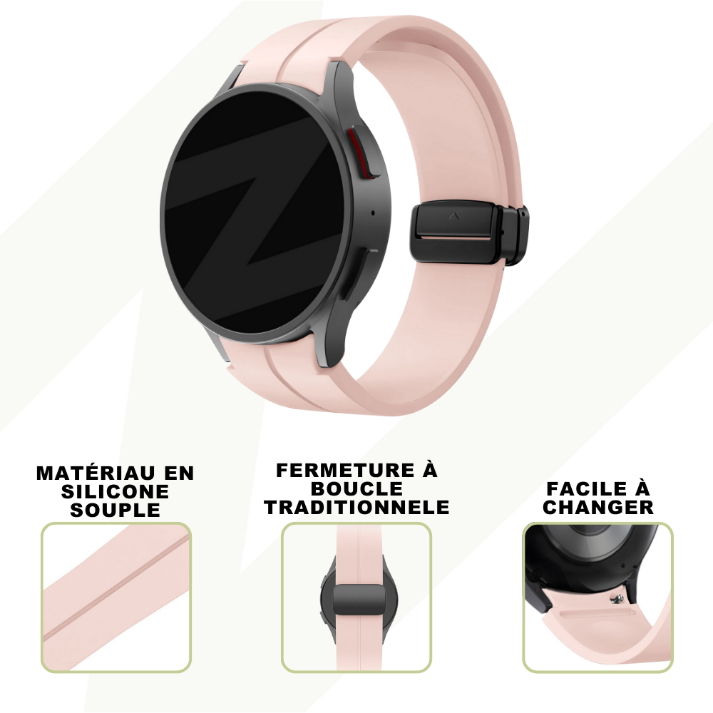 Bandz Bandz Bracelet silicone avec D-Buckle Samsung Galaxy Watch 6 Classic - 47mm (rose)