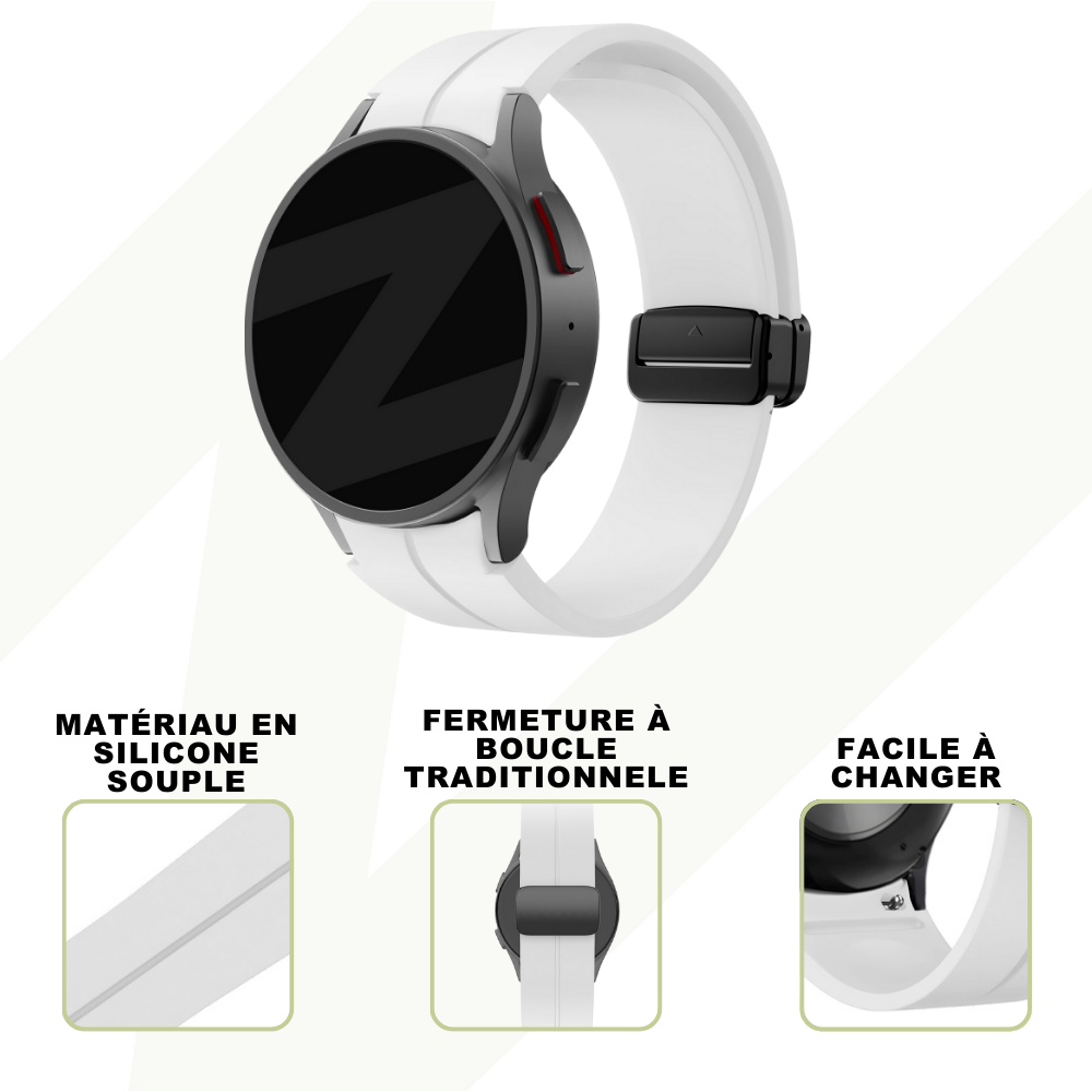Bandz Bandz Bracelet silicone avec D-Buckle Samsung Galaxy Watch 6 - 40mm (blanc)
