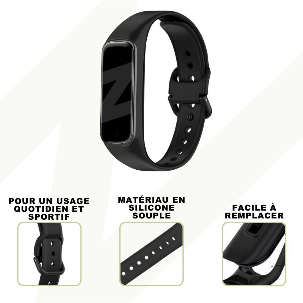 Bandz Bandz Bracelet silicone avec boucle Samsung Galaxy Fit 2 (noir)