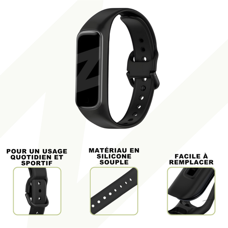 Bandz Bandz Bracelet silicone avec boucle Samsung Galaxy Fit 2 (noir)