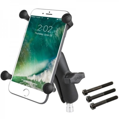 RAM Mounts  Support Te Grand Téléphone à Bras Moyen X-Grip® Avec Base de Montage sur Barre d'Appui